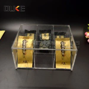 עיצוב חדש נקה ריבועי אקריליק תה תיבות אחסון למכירה